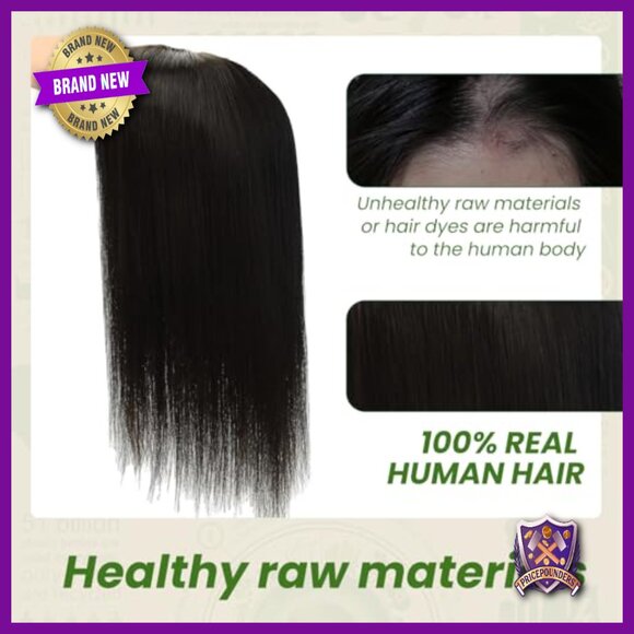 16 Inch Human Hair Topper Silk Base Clip In Hairpiece 150 Density main image 6